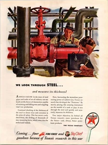 VINTAGE 1944 TEXACO OIL REFINERY GAS PRINT AD - Picture 1 of 1