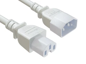 Cavo di alimentazione server PDU (IEC320 C14 a IEC320 C15), bianco 1/2/3/4/5/6/7/8/10/15 piedi - Foto 1 di 1