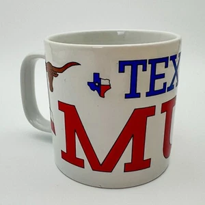 Ceramic BIG XL Vintage Texas Flag Longhorn Steer Souvenir State Mug Coffee Cup - Picture 1 of 10