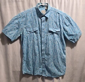 Roper AOP Pearl Snap Blue Paisley Short Sleeve  Western Mens Size LT Western - Picture 1 of 8
