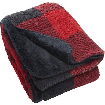 PENDLETON - Buffalo Plaid - Throw - Sherpa Fleece - Red & Black - 50x70 - $129 - Image 1 of 4