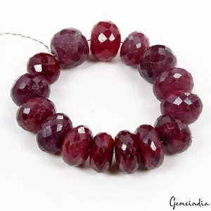 290 Ct Natural Red Ruby Round Checker Cut Drilled Loose Gemstone Beads ~15 Pcs - Picture 1 of 6