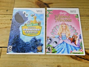 Wii Sesame Street Cookie's Counting Carnival & Barbie as the Island Princess - Picture 1 of 4