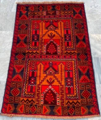 Alfombra vintage afgana anudada a mano alfombra boho alfombra medallón alfombra decoración del hogar, 3x4 pies Foto 1 de 4