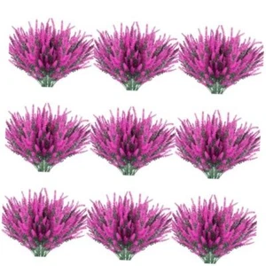 20 Bundles Artificial Lavender Flowers Outdoor UV 20Bundles Classic Fushia - Picture 1 of 8