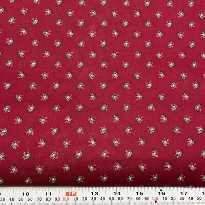 Vintage Marcus Brothers Textiles Teal Florals Burgundy Cotton by the HALF YARD - Image 1 of 2