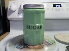 Jadeite Green Glass Large Sugar Canister With Metal Lid In Excellent Condition