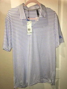 $65 MEN'S ADIDAS EC6937 BLUE WHITE UPF50 UV PROTECTION ACTIVE POLO SHIRT M L - Picture 1 of 6
