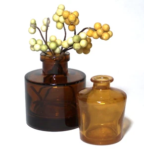 Brown & Amber Glass Bottle Vases Small Set 2 - Picture 1 of 8