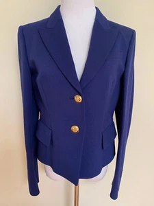 NWT Emilio Pucci Dark Royal Blue Gold Two Button Blazer Jacket IT 46 US 12 $2250 - Picture 1 of 12