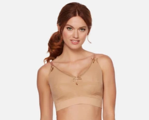 Rhonda Shear Mesh Dot Pin-Up Bows and Rhinestones 575987 Bra, Beige, Sz 1X - Picture 1 of 1
