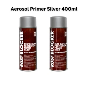 Primer Spray Paint Aerosol Silver 400ml Rust Protection Twin Pack RAL9006 - Picture 1 of 5