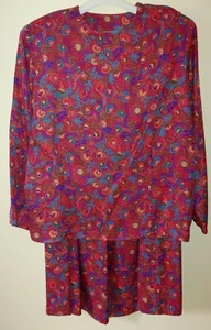 Gonna e camicetta vintage Jos A Bank Clothiers donna 2 pezzi - 100% seta - Hong Kong - Foto 1 di 8