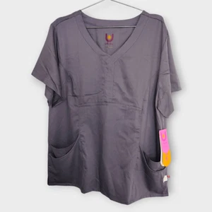 Urbane Ultimate Womens Top Sz XXL Gray 2 Pocket VNeck Scrub Nurse Medical Work - Picture 1 of 12