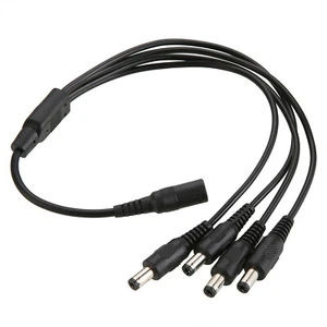 1 to 4 Way DC Power Splitter Cable Barrel Plug 5.5mm x 2.1mm for CCTV Cameras - Picture 1 of 7