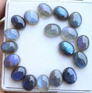 Natural Labradorite Oval Cabochon Loose Gemstone Lot 18 Pcs 7*9 MM 39.30 CT - Picture 1 of 3