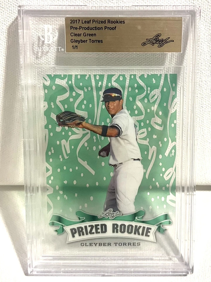 Leaf Prized Rookie 2017 1/1 Gleyber Torres verde claro prueba sin circular Foto 1 de 2