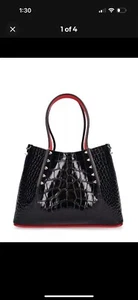 Christian Louboutin Cabarock Mini Black Leather Tote Bag New - Picture 1 of 4