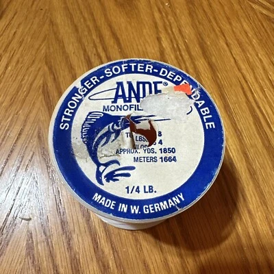 Ande Monofilament 单线 1/4 磅线轴 8 磅 1664 码 粉色 NOS — 第 1/2 张图片