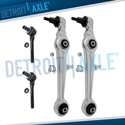 New 4pc (2) Front Lower Forward Control Arms + (2) Outer Tie Rods for Audi A4 S4 - Image 1 of 4