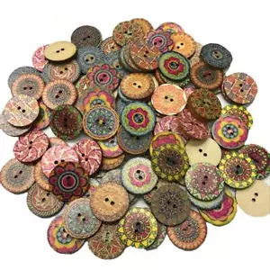 200 piezas de botones de madera vintage para manualidades de costura DIY - Picture 1 of 5