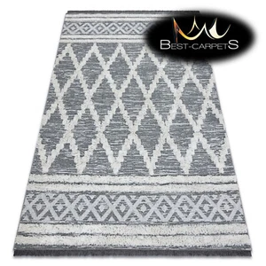 Amazing Modern SISAL RUG 'MOROC' structural diamonds GREY / CREAM recycled - Picture 1 of 6