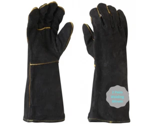 1 Pair Heavy Duty Welding Gauntlet Gloves Fabrication Safety Heat Resistant 16" - Picture 1 of 2