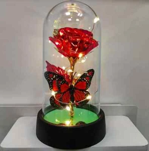 Rose Flower In Glass Gifts For Women Wife Her Valentine Girlfriend Birthday Gift - Picture 1 of 13