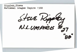 1980's -Steve Rippley- Signed/Autograph/Auto Index Card Umpire MLB - Picture 1 of 1