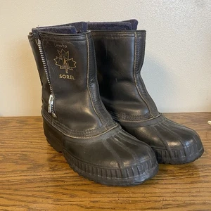Vintage Sorel Leather Zip Boys 6 Waterproof  Boots Vintage   - Picture 1 of 10