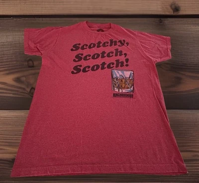 2012 Anchorman Movie Scotchy Scotch! Ron Burgundy Red T-Shirt, Adult Large - Image 1 of 4