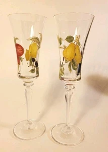 Vintage nicht mehr produziert Mikasa Belle Terre Obst geriffelt Sektgläser 9" 2er Set - Bild 1 von 10
