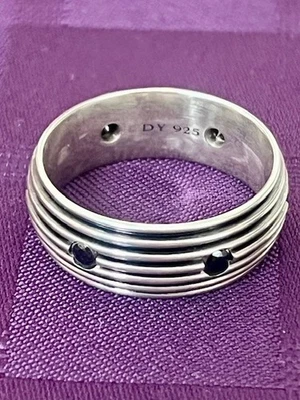 Sofisticada alianza de boda de plata de ley con diamante negro David Yurman para hombre” Foto 1 de 4