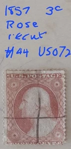 United States (USA) 1857 3 Cents Rose Recut ttb Scott 44 - Used (US072) - Picture 1 of 1