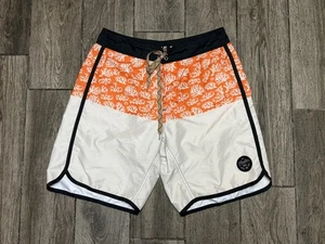 Howler Brothers Board Shorts Mens 32 Orange Coral Pattern Swim Trunks Beach - Picture 1 of 3