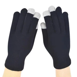 Touchscreen Winterhandschuhe Schwarz – Warme Smartphone Fingerhandschuhe Unisex - Bild 1 von 8