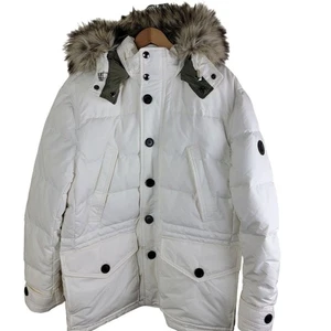 Polo Ralph Lauren size XL Down Filled Faux Fur Parka Jacket Coat Mens Off White - Picture 1 of 23