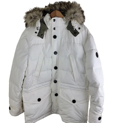 Polo Ralph Lauren size XL Down Filled Faux Fur Parka Jacket Coat Mens Off White - Image 1 of 4