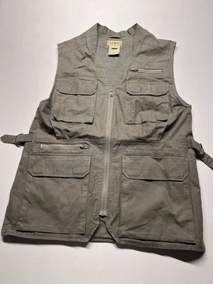 LL Bean Green Hunting & Fishing Vest Leather Trim Mesh Back - Women's Reg M - Image 1 of 4