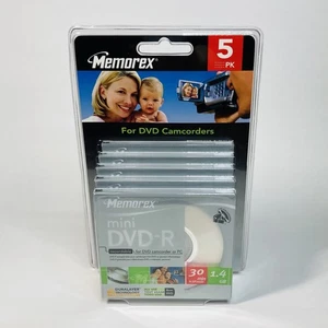 Memorex Mini DVD-R für Camcorder 5er Pack 4x 1,4GB 30min einseitig neu versiegelt - Bild 1 von 6