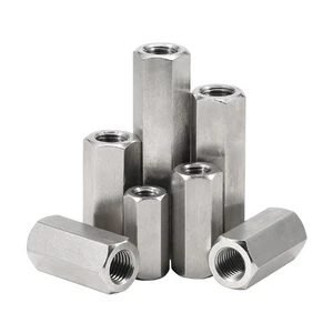 M5 - M12 A2 Stainless Fine Thread Hex Connector Long Nuts Threaded Rod Couplers - Picture 1 of 7