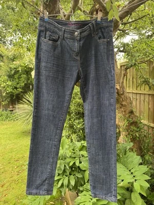 Womens Jeans Dark Navy Skinny Mid Rise Stretch Denim 5 Pocket L29 UK 14R - Image 1 of 4