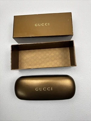 GUCCI Bronze Color Logo Hard Clamshell Sunglasses Case & Logo Box Only Preowned - Image 1 of 4