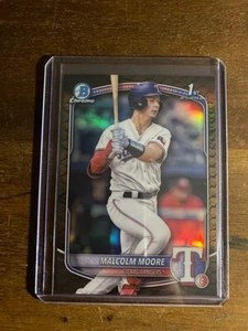 2025 1st Bowman Chrome Malcolm Moore Reptilian Refractor Texas Rangers - Bild 1 von 2
