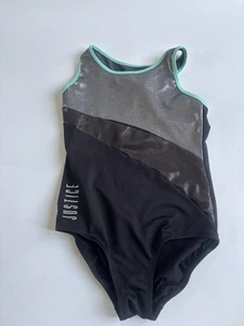 Justice Active Girls One-Piece Swimsuit Size 10 Black Silver - Picture 1 of 3