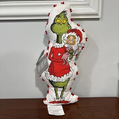 Almohada Disney Pottery Barn Dr Seuss Holiday Grinch & Cindy Lou Navidad Pom Pom Foto 1 de 4