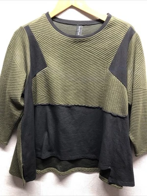 Suéter para mujer Sacred Threads 0S colorblock verde negro pulóver multi textura Foto 1 de 4