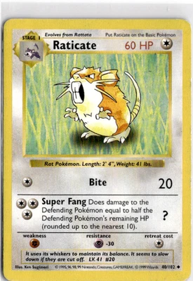 Raticate [Shadowless] #40 Pokemon Base Set - Image 1 of 2