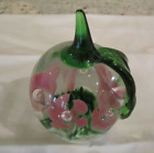 Gibson Apple Paperweight with Pink Flowers 1989