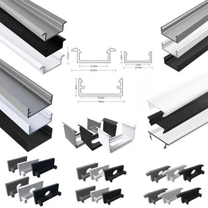LED Aluprofil Aluminium Profile Alu Schiene Leiste Leuchte 2m für LED-Streifen - Bild 1 von 22